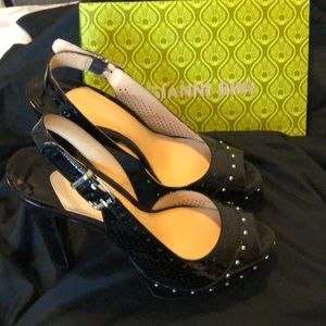 Black Patent Leather Platform slingback heels
